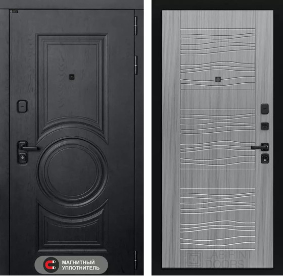 Входная дверь GRAND 06 - Сандал серый | Стильная декоративная MDF панель 16 мм с наличником, цвет 