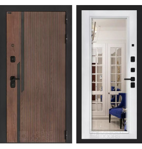 Входная дверь KARMINA с Зеркалом Фацет - Белый софт