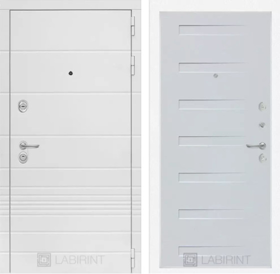 Входная дверь Трендо 14 - Дуб кантри белый горизонтальный | Декоративная MDF панель 10 мм с фрезерованным наличником, цвет 