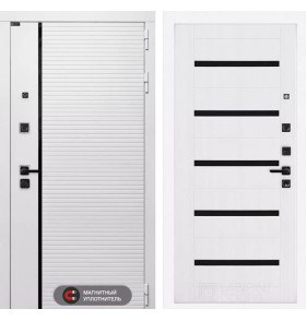 Входная дверь ROYAL 01 - Белое дерево, стекло черное