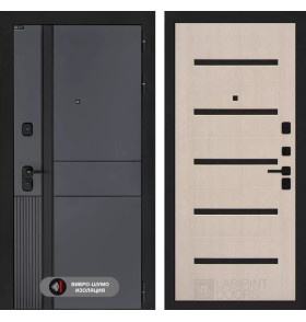 Входная дверь EVOLAB 01 - Беленый дуб, стекло черное