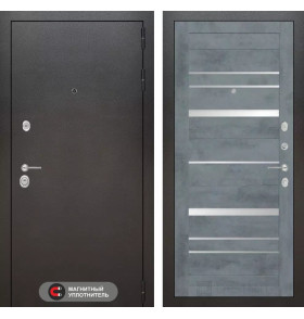 Входная дверь SILVER 20 - Бетон темный, зеркальные вставки