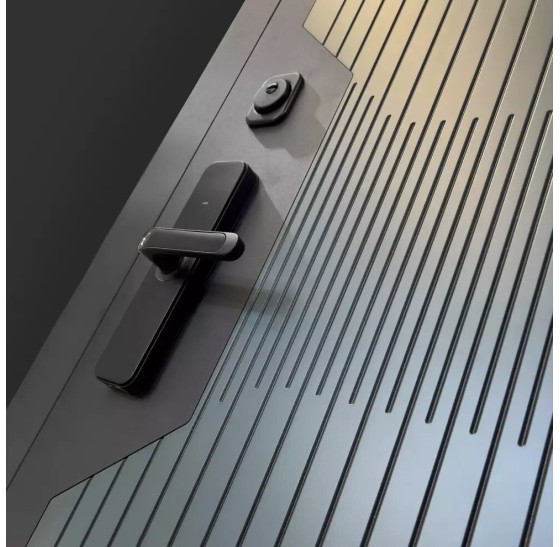 Входная дверь Смартлаб 06 - Сандал серый | Фрезерованная МДФ панель 10 мм, цвет 