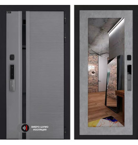 Входная дверь Пиано Смарт 2.0 с зеркалом 18 - Бетон светлый