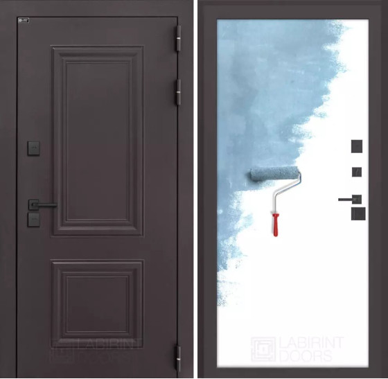 Входная дверь Полярис лайт 28 - Грунт под покраску | Металлическая отделка методом давления на полотне, 960х2050 мм (внешний 1130х2130 мм), 880х2050 мм (внешний 1050х2130 мм)