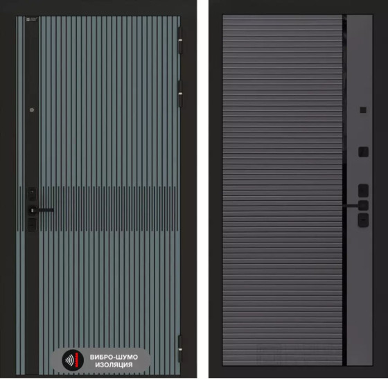 Входная дверь ISSIDA 22 - Графит софт, черная вставка | Фрезерованная МДФ панель 10 мм, цвет 