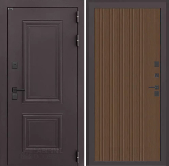 Входная дверь Полярис лайт 29 - Дуб кантри темный | Металлическая отделка методом давления на полотне, 960х2050 мм (внешний 1130х2130 мм), 880х2050 мм (внешний 1050х2130 мм)