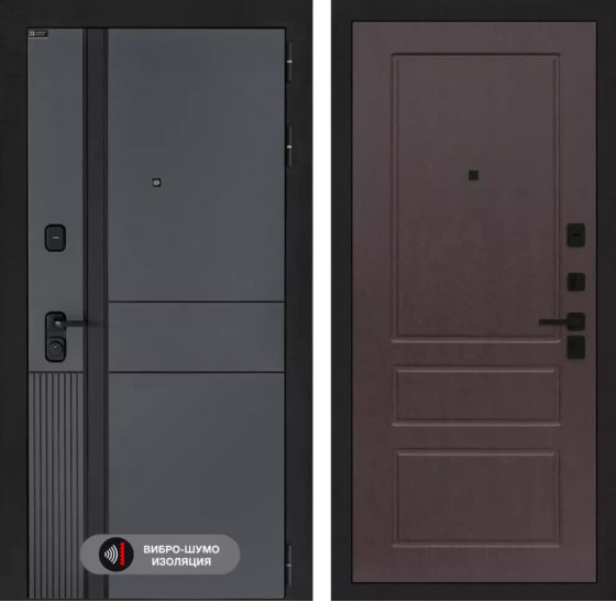 Входная дверь EVOLAB 03 - Орех премиум | Фрезерованная МДФ панель 10 мм, цвет 