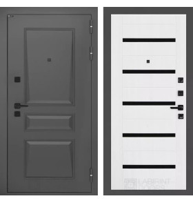 Входная дверь Орлеан 01 - Белое дерево, стекло черное