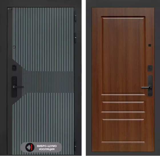 Входная дверь Смартлаб 03 - Орех бренди | Фрезерованная МДФ панель 10 мм, цвет 