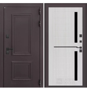 Входная дверь Полярис лайт 02 - Сандал белый, стекло черное