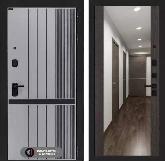 Входная дверь SKYLAB с Зеркалом Максимум - Венге | Фрезерованная МДФ панель 10 мм, цвет 