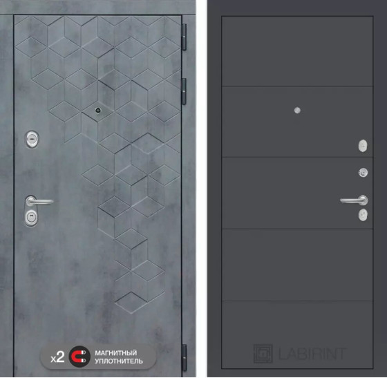 Входная дверь Бетон 13 - Графит софт | Современная декоративная MDF панель 10 мм с наличником, цвет 