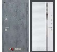 Входная дверь Бетон 31 - Белый софт, зеркальная вставка с тонировкой