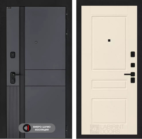 Входная дверь EVOLAB 03 - Крем софт | Фрезерованная МДФ панель 10 мм, цвет 