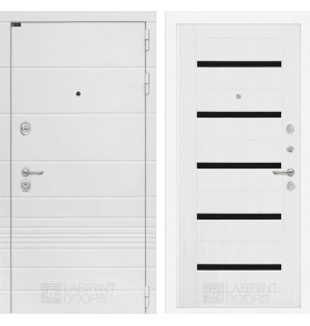 Входная дверь Трендо 01 - Белое дерево, стекло черное