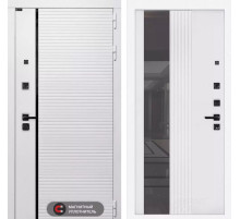 Входная дверь ROYAL с Зеркалом 32 тонированным - Белый рельеф софт