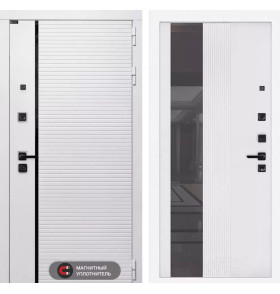 Входная дверь ROYAL с Зеркалом 32 тонированным - Белый рельеф софт