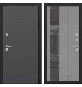 Входная дверь ART с Зеркалом 32 тонированным - Серый рельеф софт