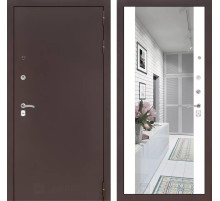 Входная дверь CLASSIC антик медный с Зеркалом Максимум - Белый софт