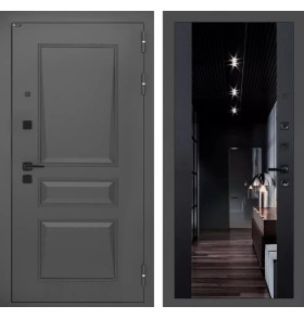 Входная дверь Орлеан с Зеркалом тонированным Максимум - Черный кварц