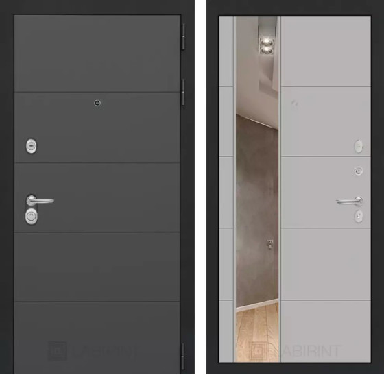 Входная дверь ART с Зеркалом 19 - Грей софт | Современная декоративная MDF панель 10 мм, цвет 