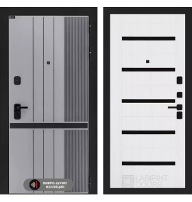 Входная дверь SKYLAB 01 - Белое дерево, стекло черное