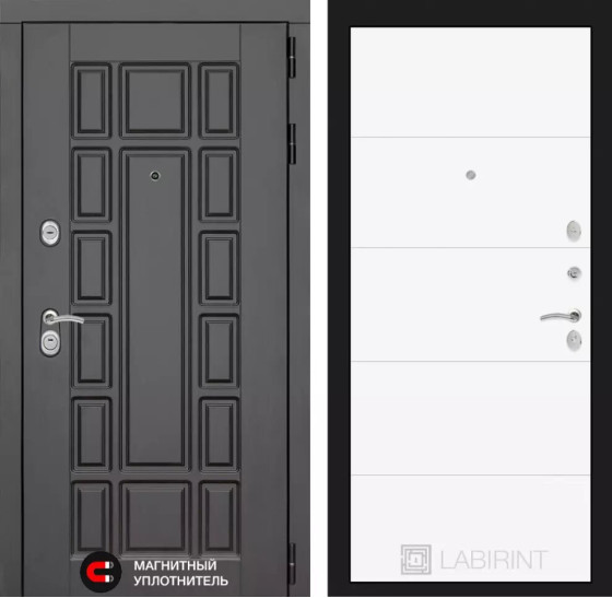 Входная дверь Нью-Йорк 13 - Белый софт | Декоративная MDF панель 16 мм с наличником, цвет 