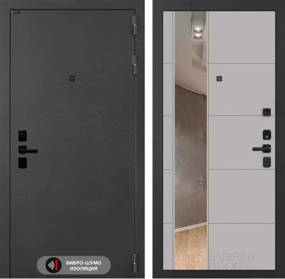 Входная дверь ACUSTICLAB с Зеркалом 19 - Грей софт | Металл с матовым покрытием 