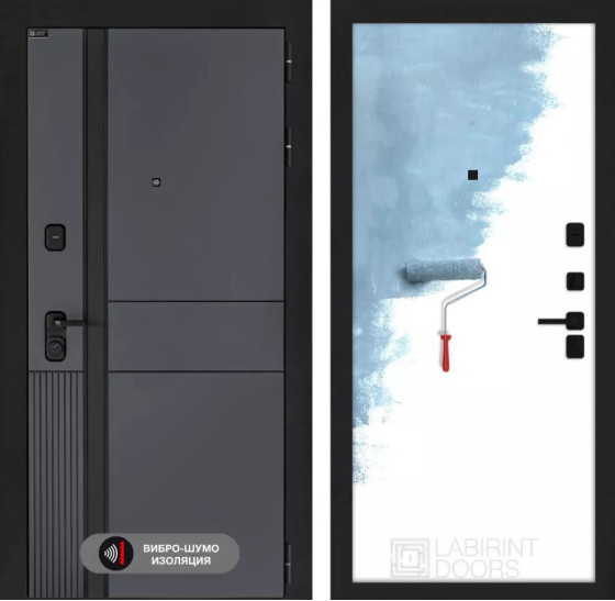 Входная дверь EVOLAB 28 - Грунт под покраску | Фрезерованная МДФ панель 10 мм, цвет 