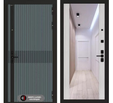 Входная дверь ISSIDA с Зеркалом Максимум - Сандал белый