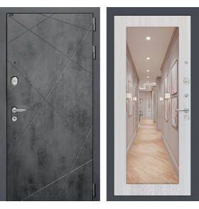 Входная дверь LOFT с Зеркалом 18 - Сандал белый