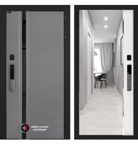 Входная дверь Пиано Смарт 2.0 с зеркалом Панорама - Белый софт