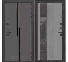 Входная дверь CARBON с Зеркалом 32 тонированным - Серый рельеф софт