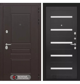 Входная дверь Мегаполис 01 - Венге, стекло белое