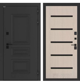 Входная дверь Аляска Лайт 01 - Беленый дуб, стекло черное