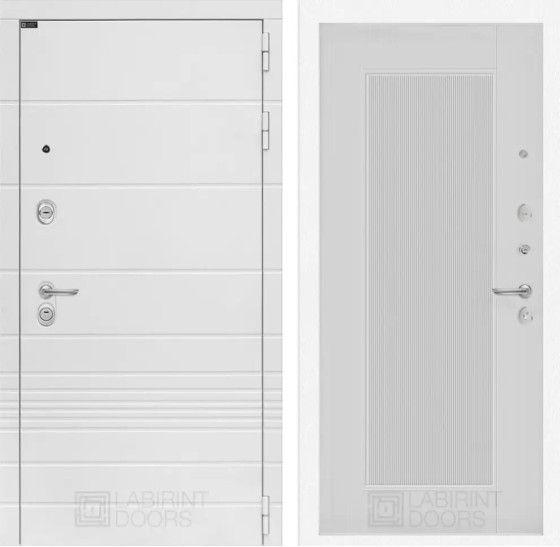 Входная дверь Трендо 30 - Белый рельеф софт | Декоративная MDF панель 10 мм с фрезерованным наличником, цвет 