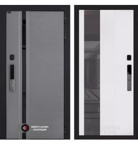 Входная дверь Пиано Смарт 2.0 с зеркалом (тонированным) 32 - Белый рельеф софт