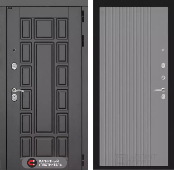 Входная дверь Нью-Йорк 29 - Серый рельеф софт | Декоративная MDF панель 16 мм с наличником, цвет 