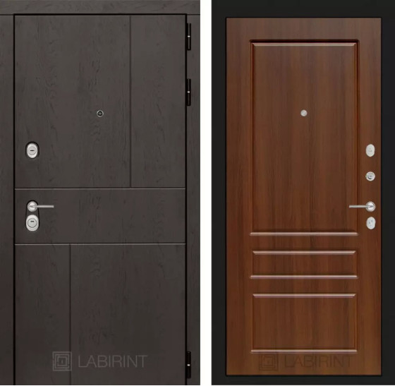 Входная дверь URBAN 03 - Орех бренди | Стильная декоративная MDF панель 10 мм с наличником, цвет 