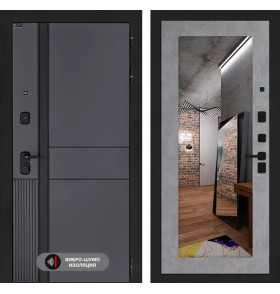 Входная дверь EVOLAB с Зеркалом 18 - Бетон светлый