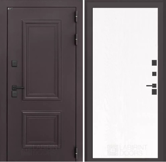 Входная дверь Полярис лайт 07 - Белое дерево | Металлическая отделка методом давления на полотне, 960х2050 мм (внешний 1130х2130 мм), 880х2050 мм (внешний 1050х2130 мм)