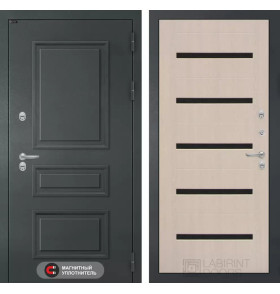 Входная дверь Атлантик 01 - Беленый дуб, стекло черное