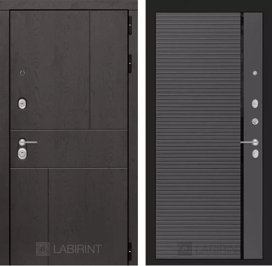 Входная дверь URBAN 22 - Графит софт, черная вставка | Стильная декоративная MDF панель 10 мм с наличником, цвет 