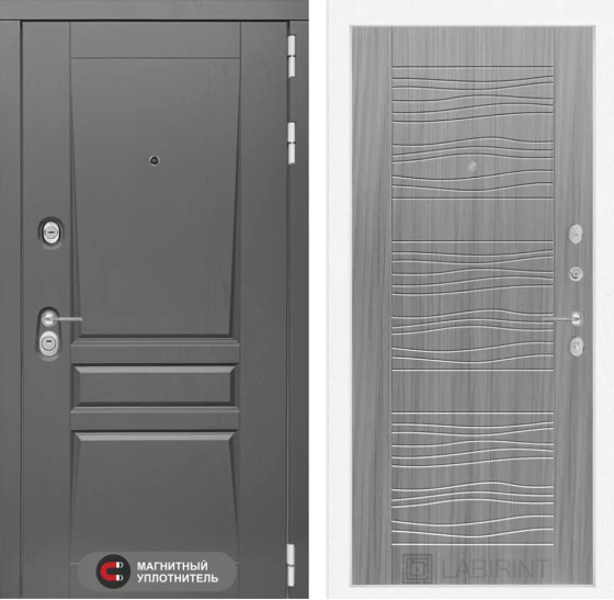 Входная дверь Платинум 06 - Сандал серый | Декоративная MDF панель 16 мм с наличником, цвет 