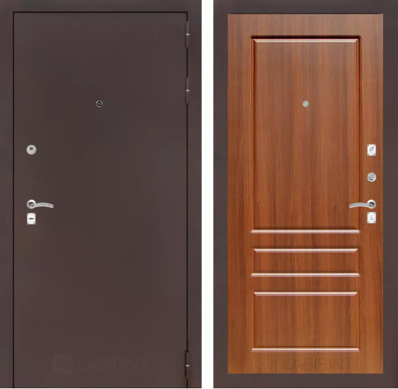 Входная дверь CLASSIC антик медный 03 - Орех бренди | Металл с практичным покрытием 