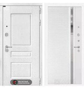 Входная дверь VERSAL 31 - Белый софт, зеркальная вставка с тонировкой