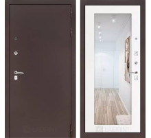 Входная дверь CLASSIC антик медный с Зеркалом 18 - Белое дерево