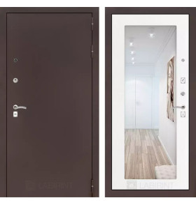 Входная дверь CLASSIC антик медный с Зеркалом 18 - Белое дерево