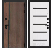 Входная дверь KARMINA 01 - Белое дерево, стекло черное